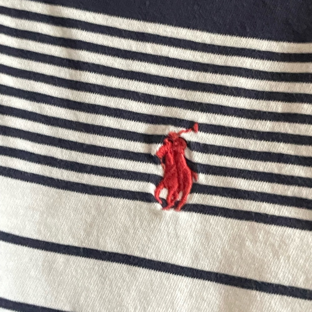Ralph Lauren Navy and White Striped Hooded Top - Picture 3 of 6